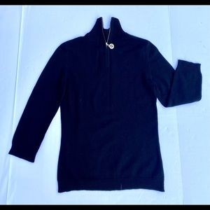 Tory Burch Black Quarter ZIP CASHMERE Sweater  Size XS  elegant & rich looking